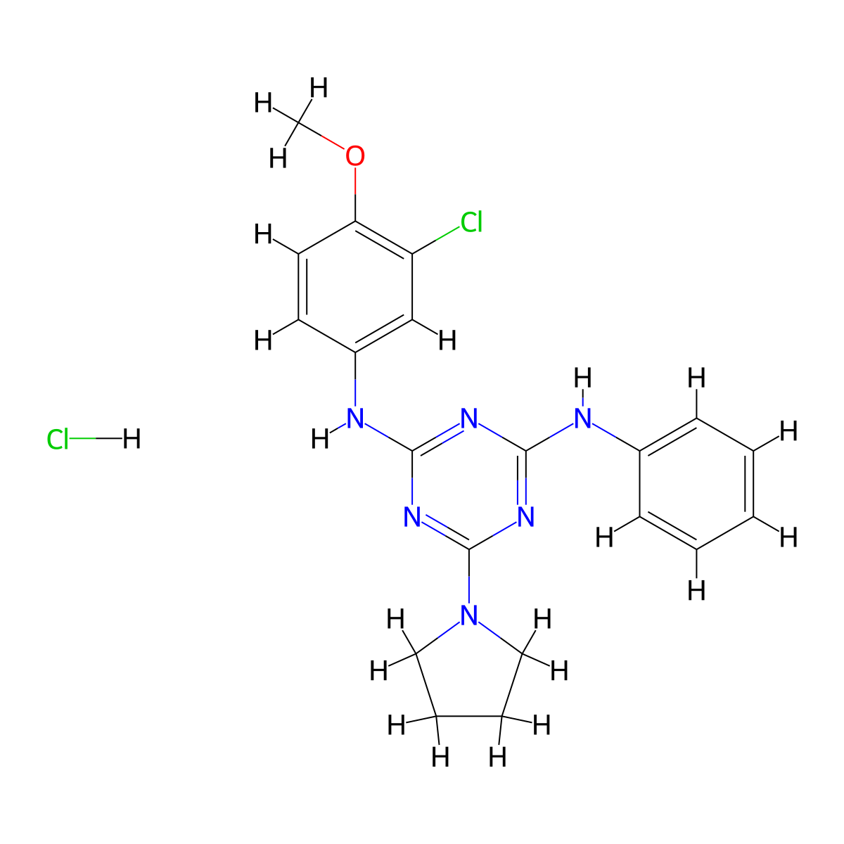 N2-(3-chloro-4-methoxyphenyl)-N4-phenyl-6-(pyrrolidin-1-yl)-1,3,5-triazine-2,4-diamine hydrochloride molecular structure, CAS 1179424-67-9