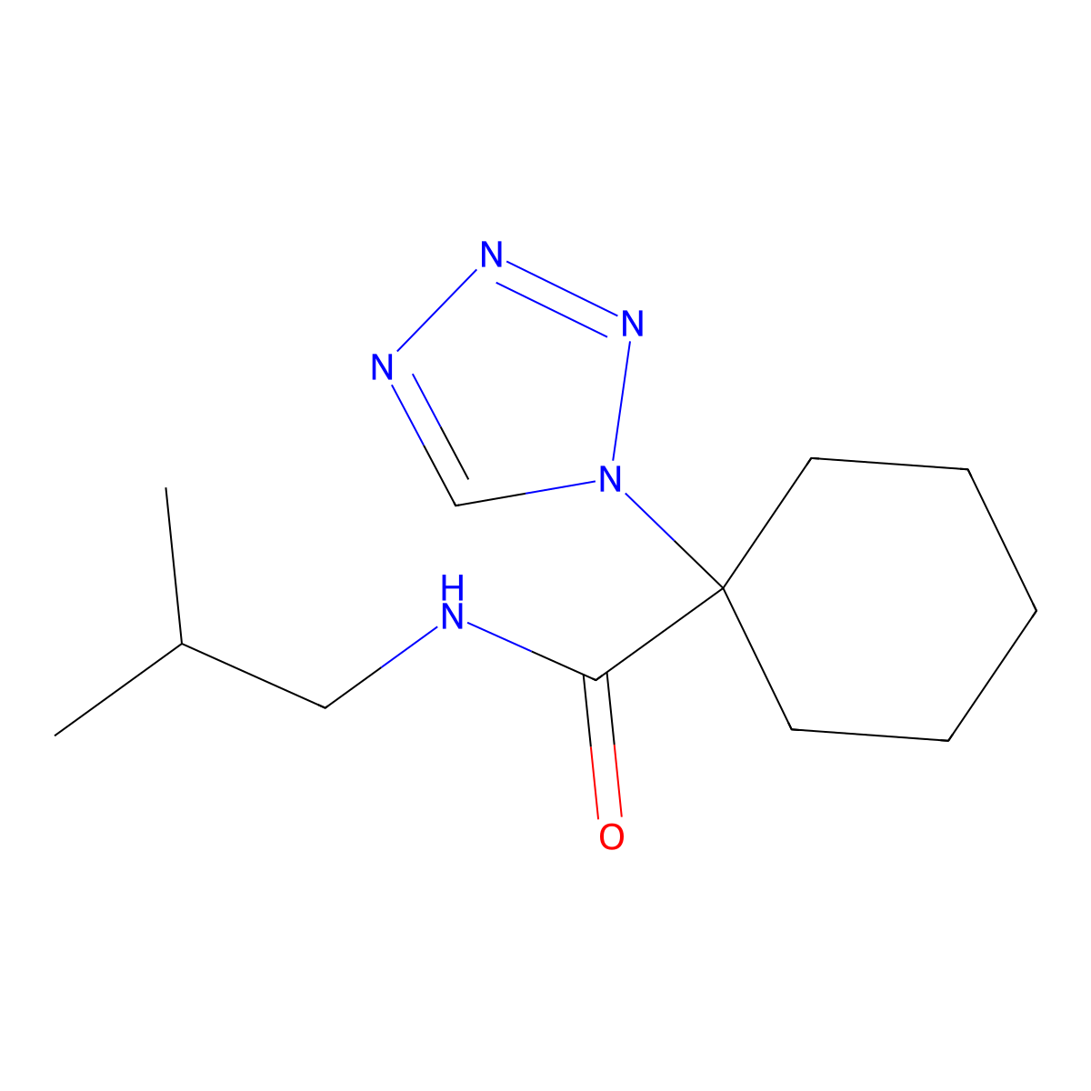 N-isobutyl-1-(1H-tetrazol-1-yl)cyclohexanecarboxamide molecular structure, CAS 1179427-90-7