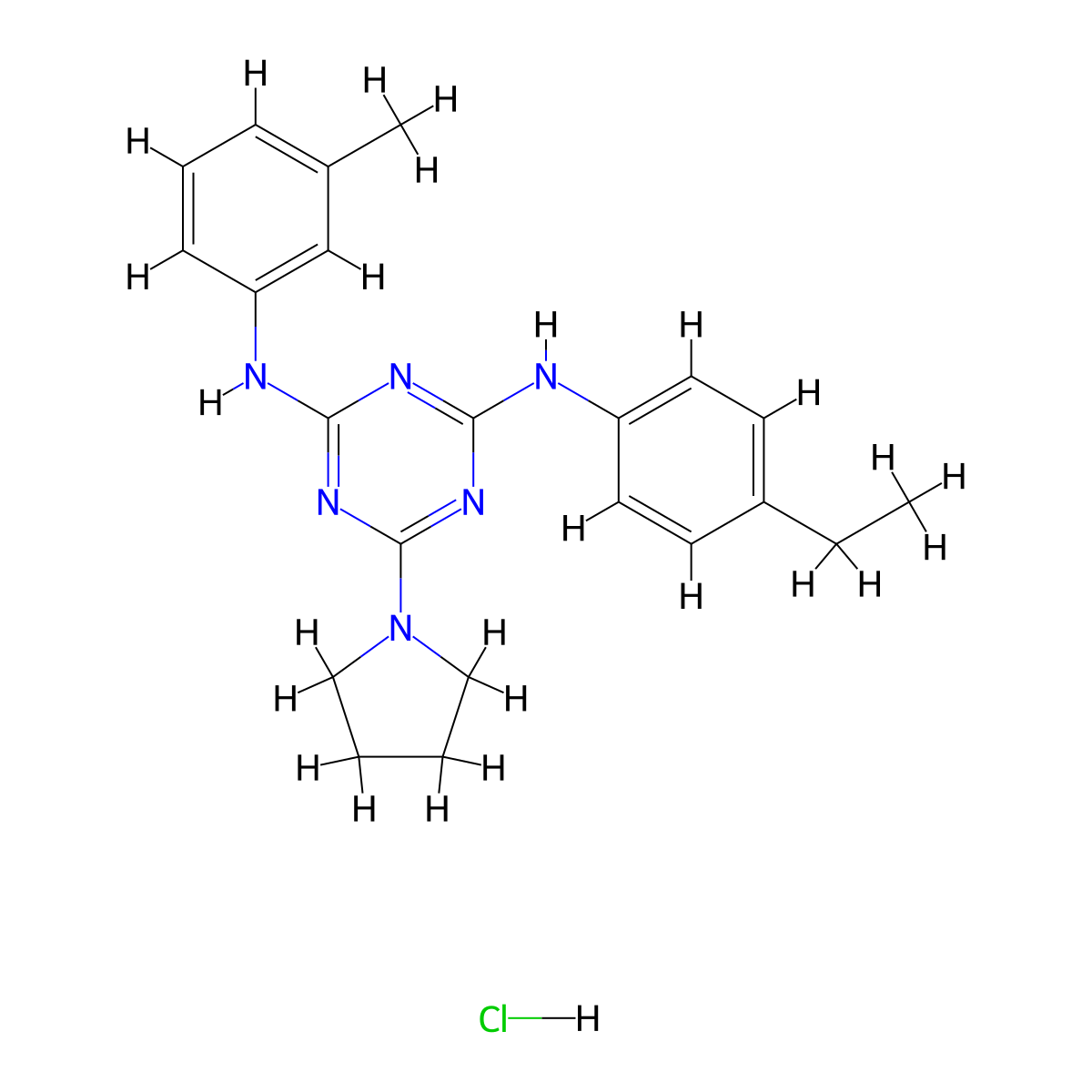 N2-(4-Ethylphenyl)-N4-(3-methylphenyl)-6-(pyrrolidin-1-YL)-1,3,5-triazine-2,4-diamine hydrochloride molecular structure, CAS 1179429-34-5