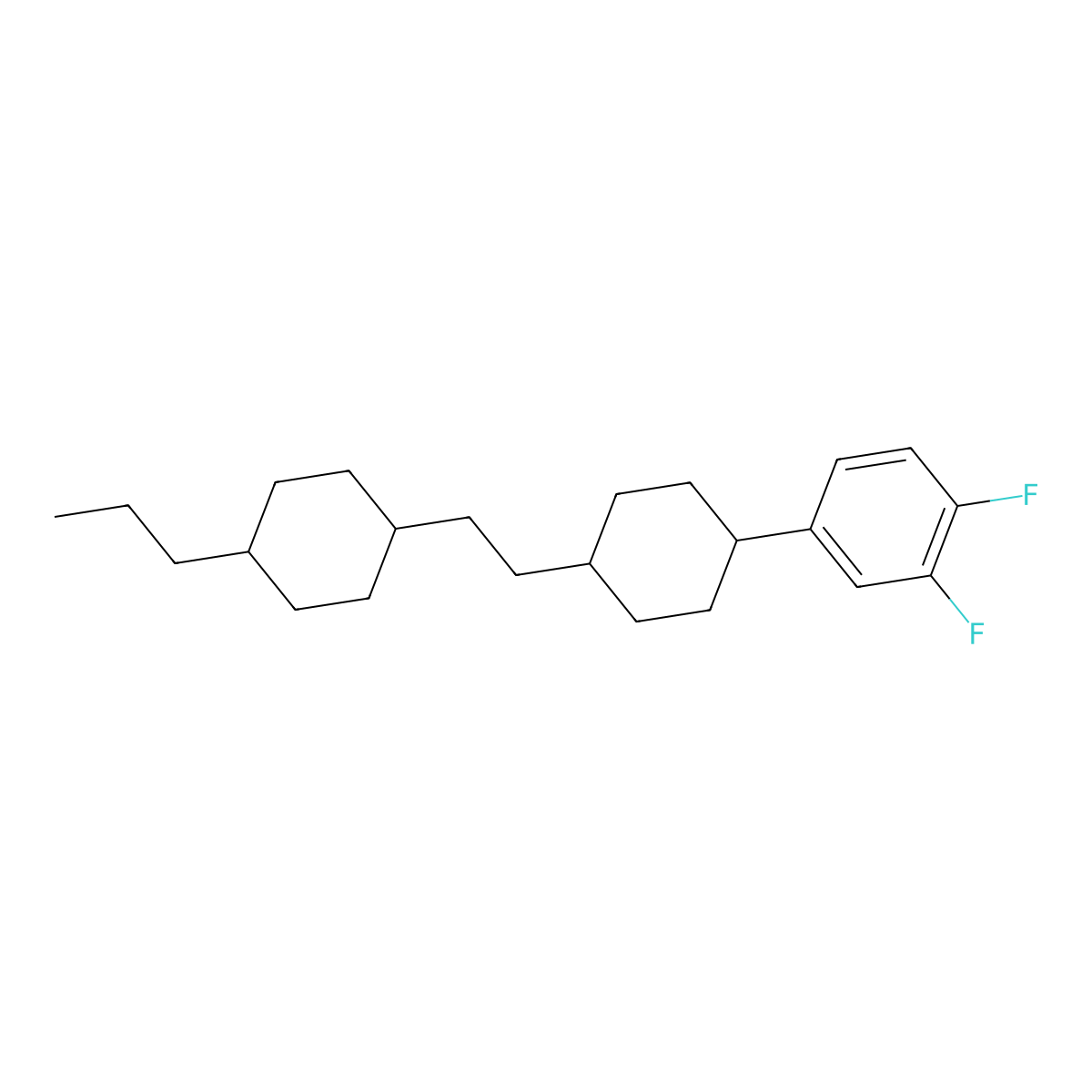 1,2-Difluoro-4-[trans-4-[2-(trans-4-propylcyclohexyl)ethyl]cyclohexyl]benzene molecular structure, CAS 117943-37-0