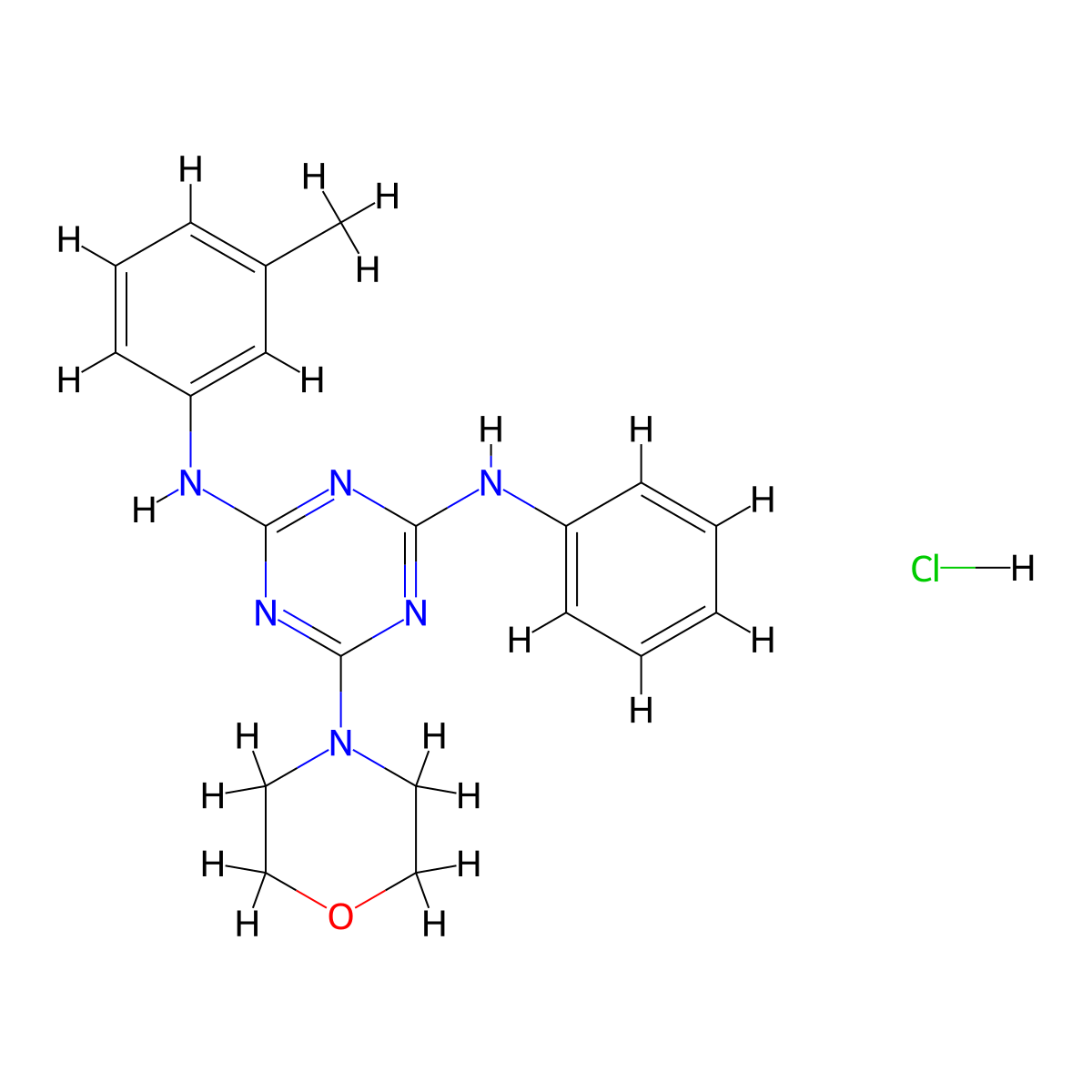 6-morpholino-N2-phenyl-N4-(m-tolyl)-1,3,5-triazine-2,4-diamine hydrochloride molecular structure, CAS 1179430-87-5