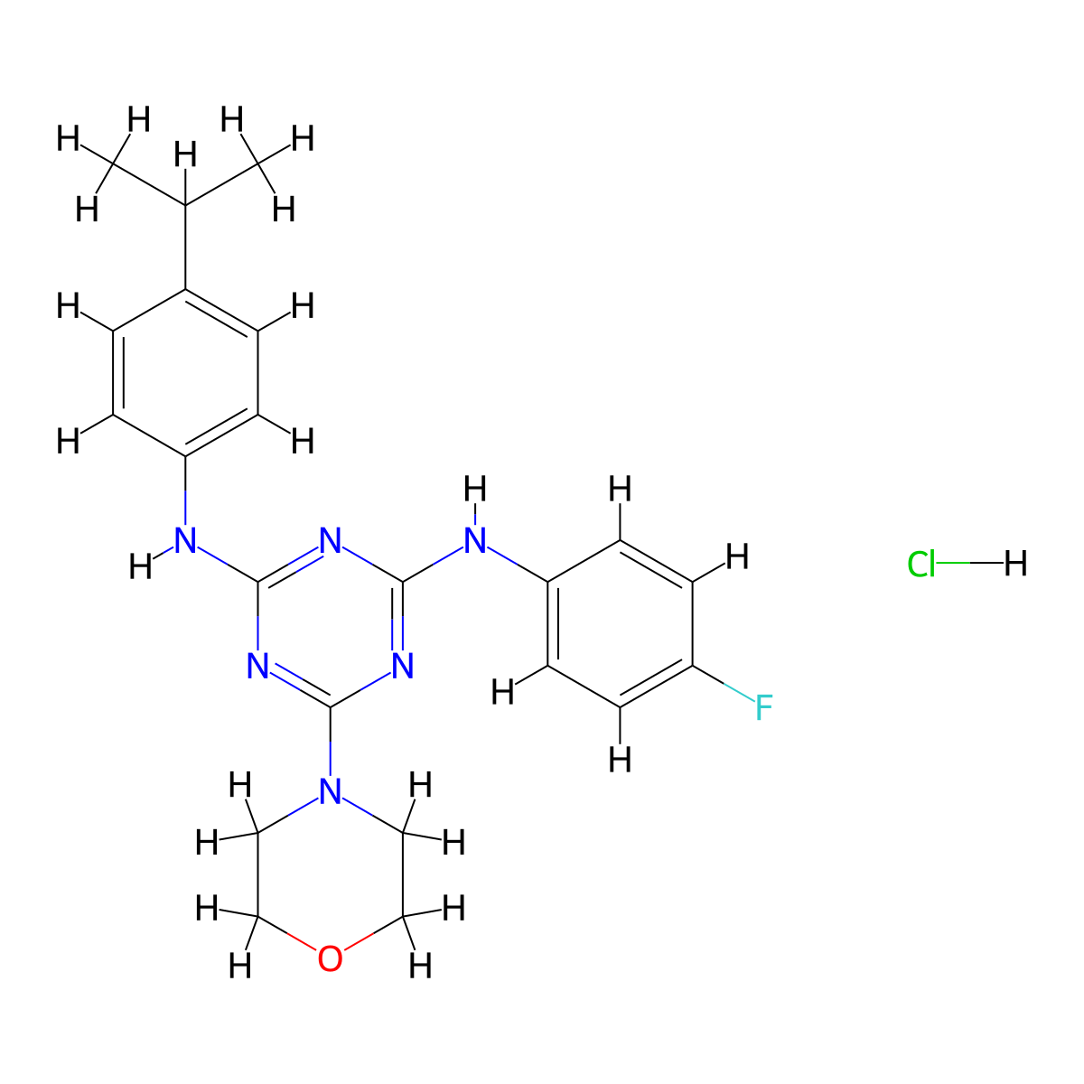 N2-(4-fluorophenyl)-N4-(4-isopropylphenyl)-6-morpholino-1,3,5-triazine-2,4-diamine hydrochloride molecular structure, CAS 1179431-04-9