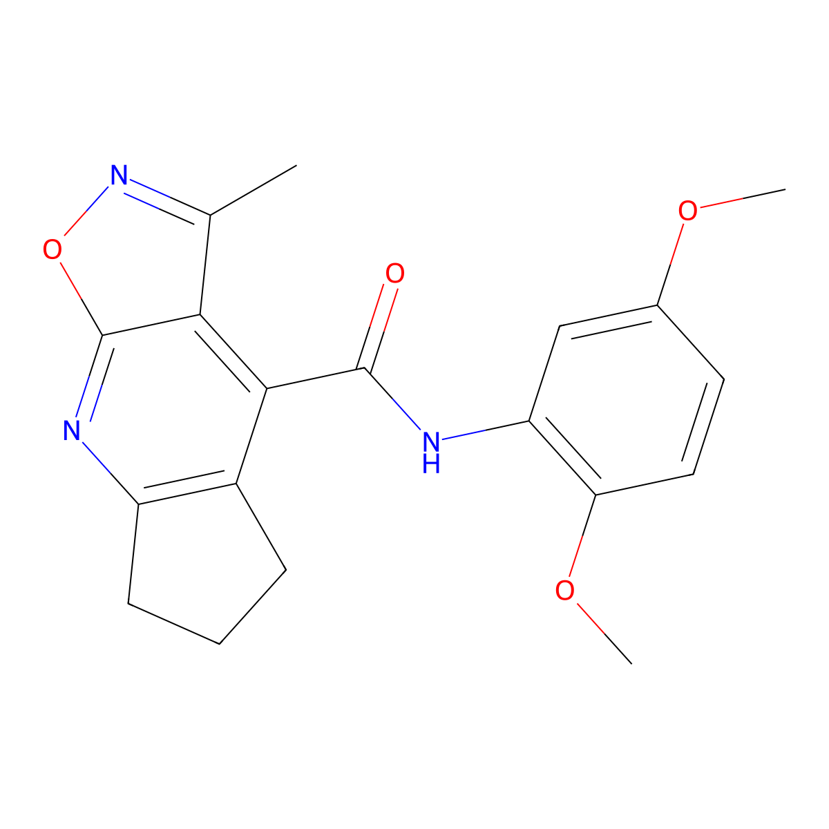 N-(2,5-dimethoxyphenyl)-3-methyl-6,7-dihydro-5H-cyclopenta[b][1,2]oxazolo[4,5-e]pyridine-4-carboxamide molecular structure, CAS 1179432-44-0