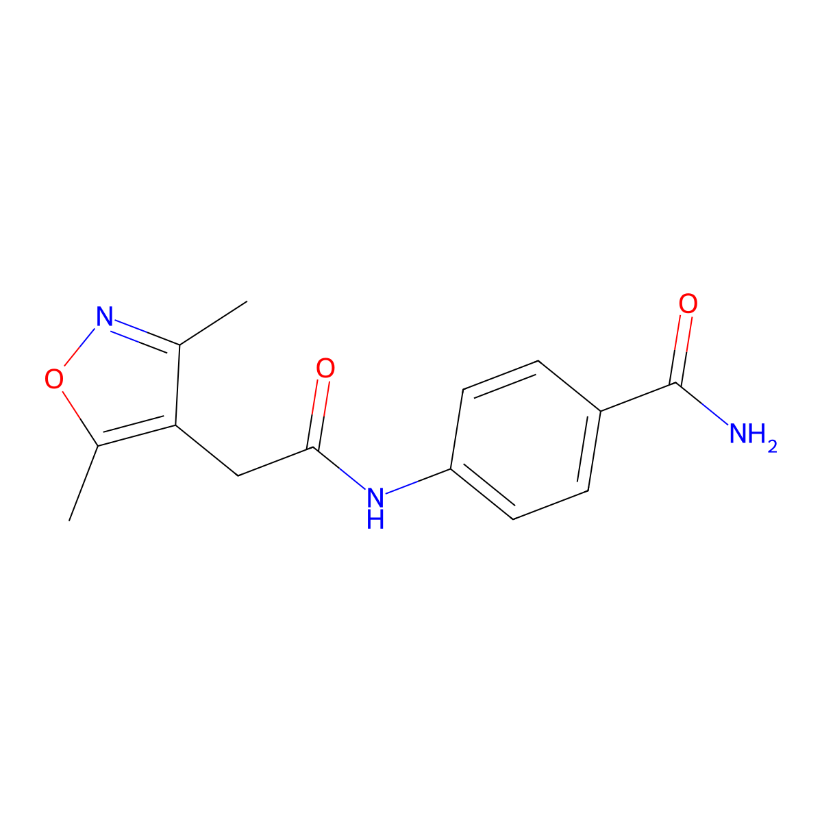 4-{[(3,5-Dimethyl-1,2-oxazol-4-yl)acetyl]amino}benzamide molecular structure, CAS 1179433-27-2