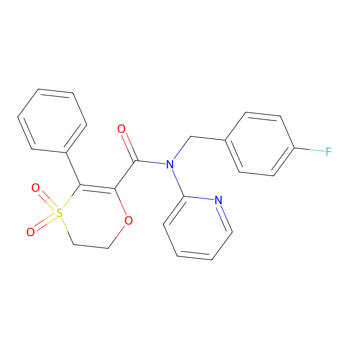 N-(4-fluorobenzyl)-3-phenyl-N-(pyridin-2-yl)-5,6-dihydro-1,4-oxathiine-2-carboxamide 4,4-dioxide molecular structure, CAS 1179435-51-8