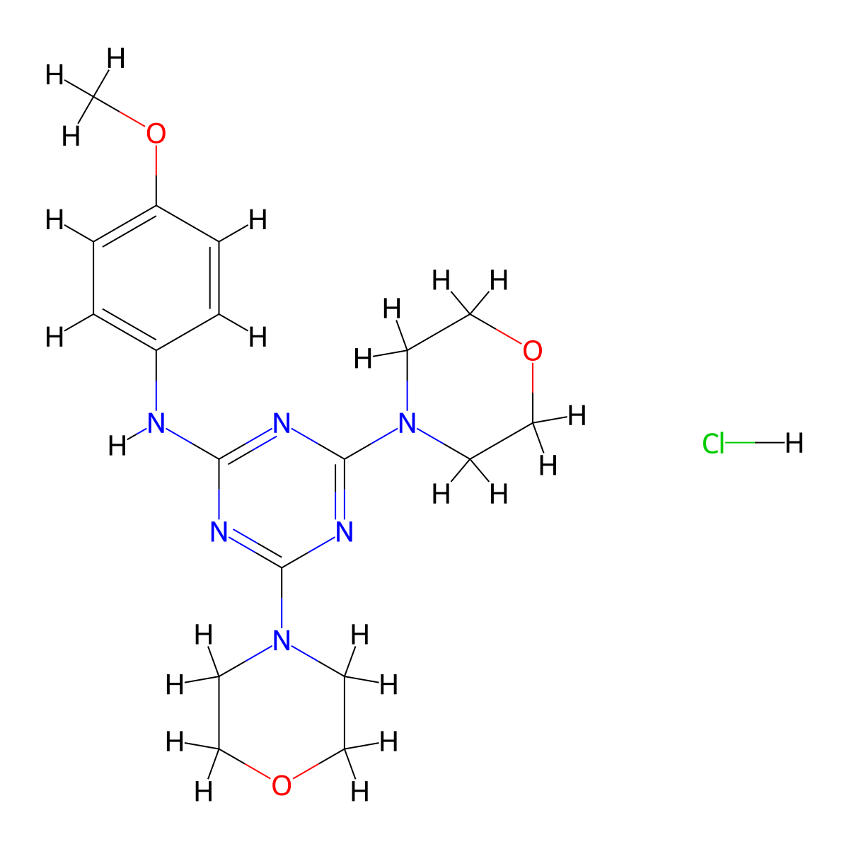 N-(4-methoxyphenyl)-4,6-dimorpholino-1,3,5-triazin-2-amine hydrochloride molecular structure, CAS 1179435-71-2