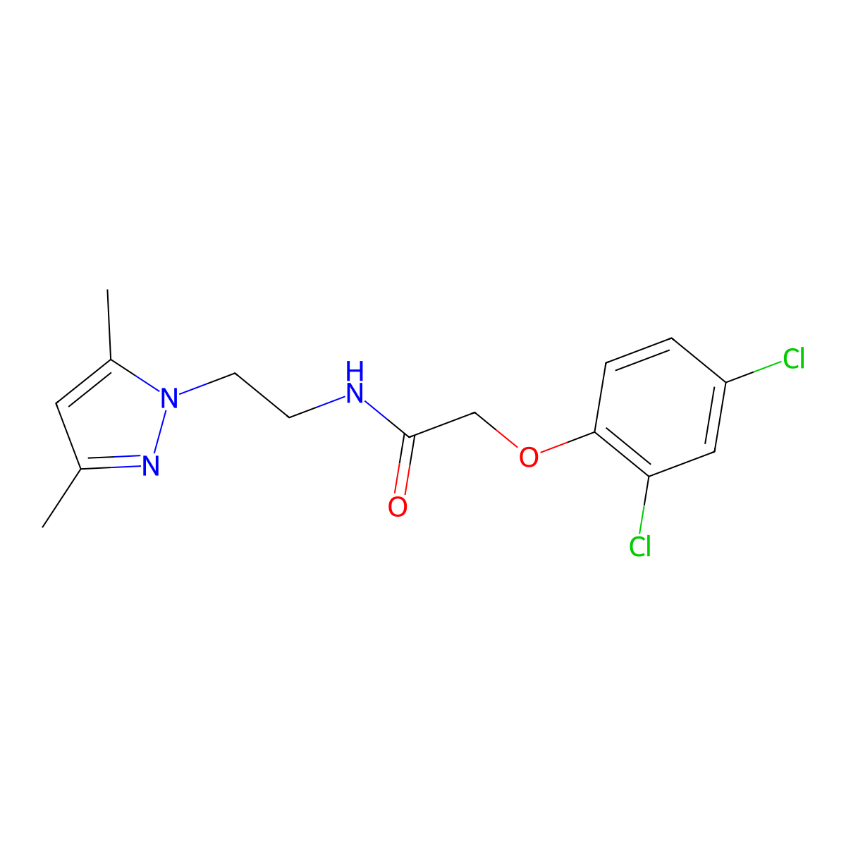 2-(2,4-dichlorophenoxy)-N-[2-(3,5-dimethyl-1H-pyrazol-1-yl)ethyl]acetamide molecular structure, CAS 1179437-12-7