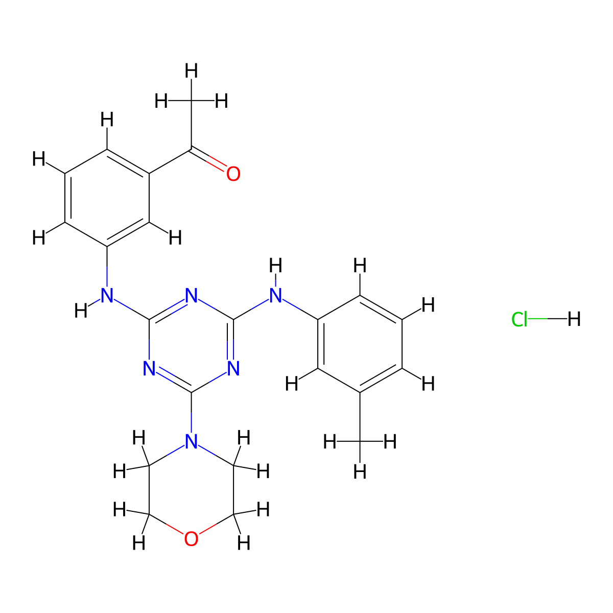 1-(3-((4-Morpholino-6-(m-tolylamino)-1,3,5-triazin-2-yl)amino)phenyl)ethanone hydrochloride molecular structure, CAS 1179438-62-0