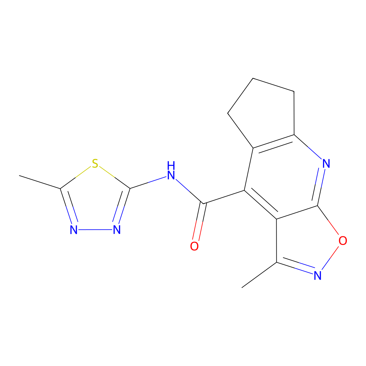 3-methyl-N-[(2E)-5-methyl-1,3,4-thiadiazol-2(3H)-ylidene]-6,7-dihydro-5H-cyclopenta[b][1,2]oxazolo[4,5-e]pyridine-4-carboxamide molecular structure, CAS 1179439-00-9