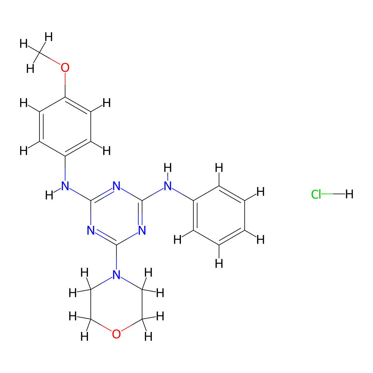 N2-(4-methoxyphenyl)-6-morpholino-N4-phenyl-1,3,5-triazine-2,4-diamine hydrochloride molecular structure, CAS 1179439-43-0