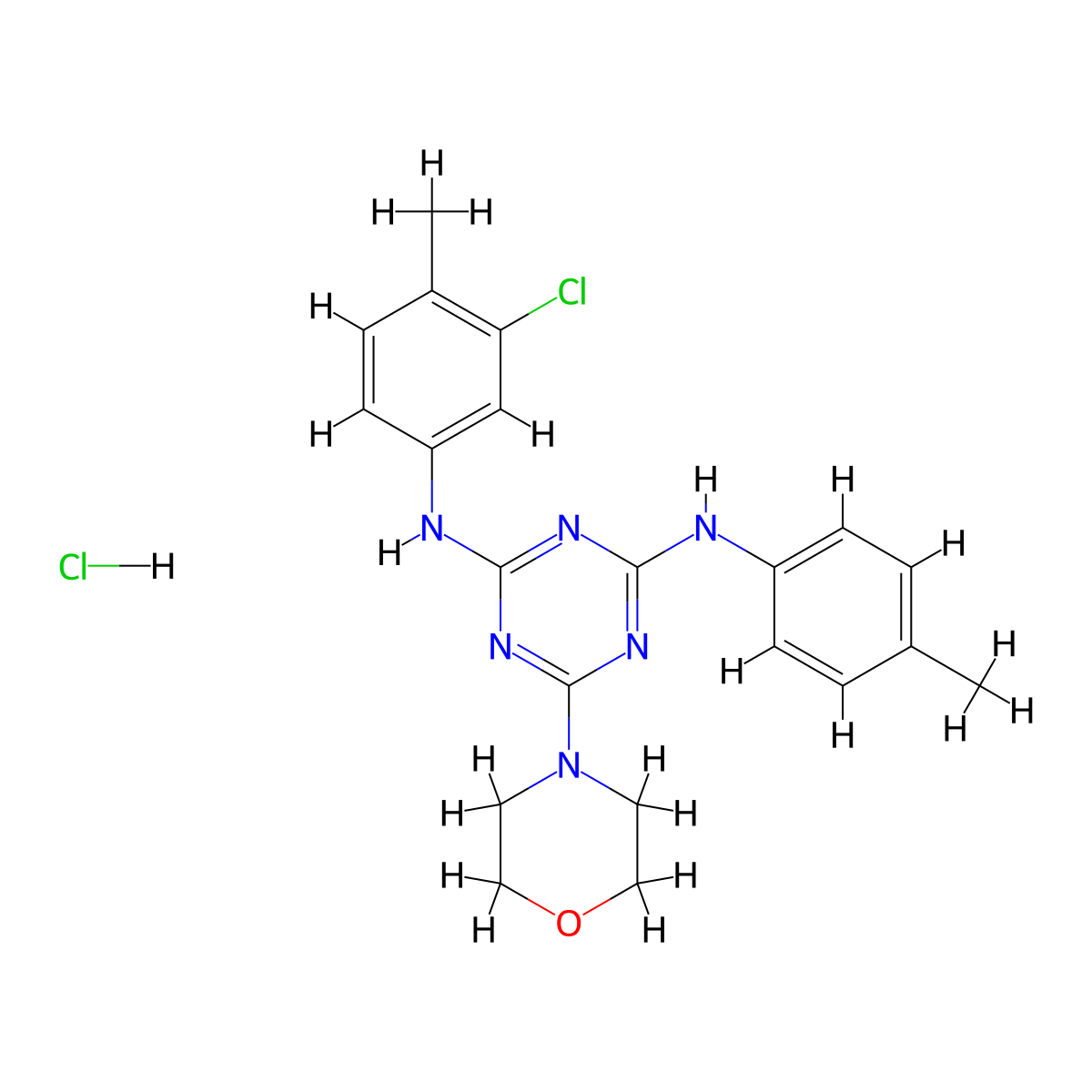 N2-(3-chloro-4-methylphenyl)-6-morpholino-N4-(p-tolyl)-1,3,5-triazine-2,4-diamine hydrochloride molecular structure, CAS 1179440-64-2