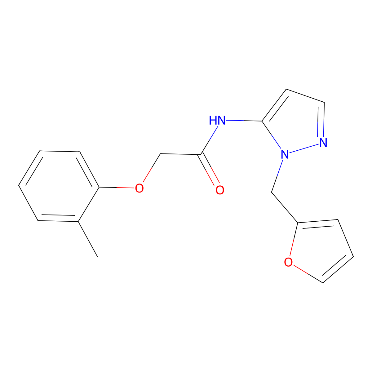 N-[1-(furan-2-ylmethyl)-1H-pyrazol-5-yl]-2-(2-methylphenoxy)acetamide molecular structure, CAS 1179441-43-0