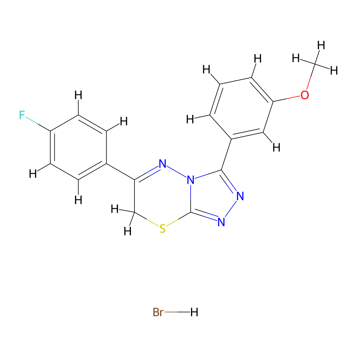6-(4-fluorophenyl)-3-(3-methoxyphenyl)-7H-[1,2,4]triazolo[3,4-b][1,3,4]thiadiazine hydrobromide molecular structure, CAS 1179441-48-5