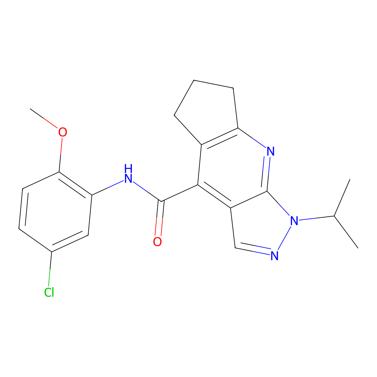 N-(5-chloro-2-methoxyphenyl)-1-(propan-2-yl)-1,5,6,7-tetrahydrocyclopenta[b]pyrazolo[4,3-e]pyridine-4-carboxamide molecular structure, CAS 1179442-54-6