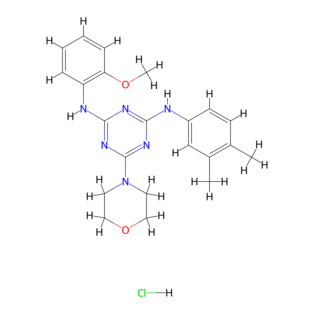 N2-(3,4-dimethylphenyl)-N4-(2-methoxyphenyl)-6-morpholino-1,3,5-triazine-2,4-diamine hydrochloride molecular structure, CAS 1179443-00-5