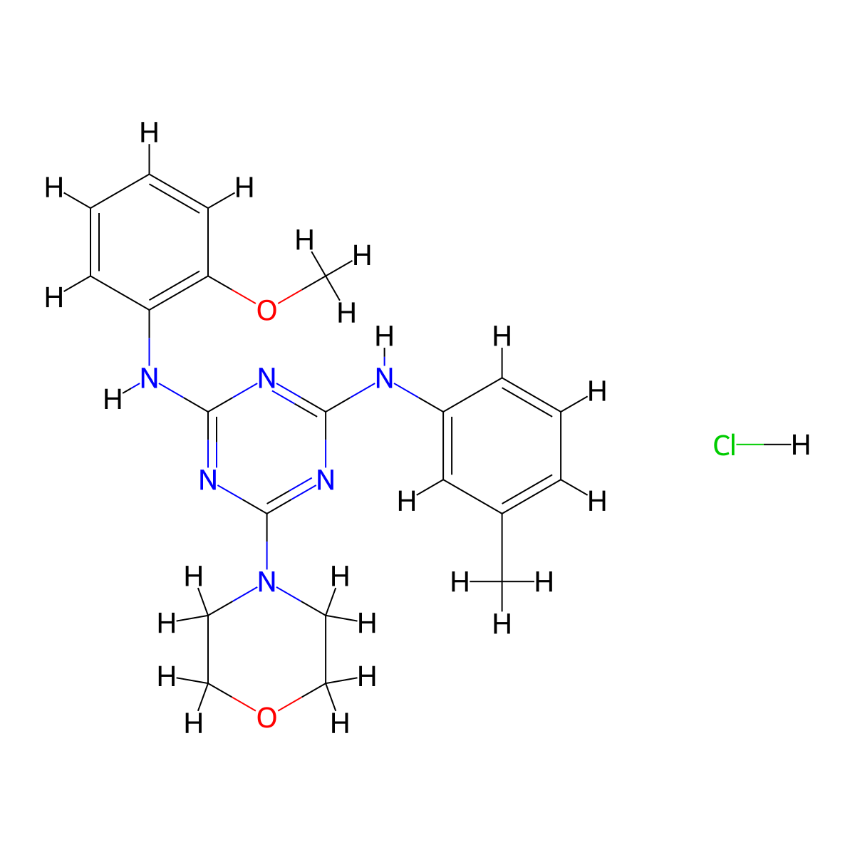 N2-(2-methoxyphenyl)-6-morpholino-N4-(m-tolyl)-1,3,5-triazine-2,4-diamine hydrochloride molecular structure, CAS 1179443-25-4
