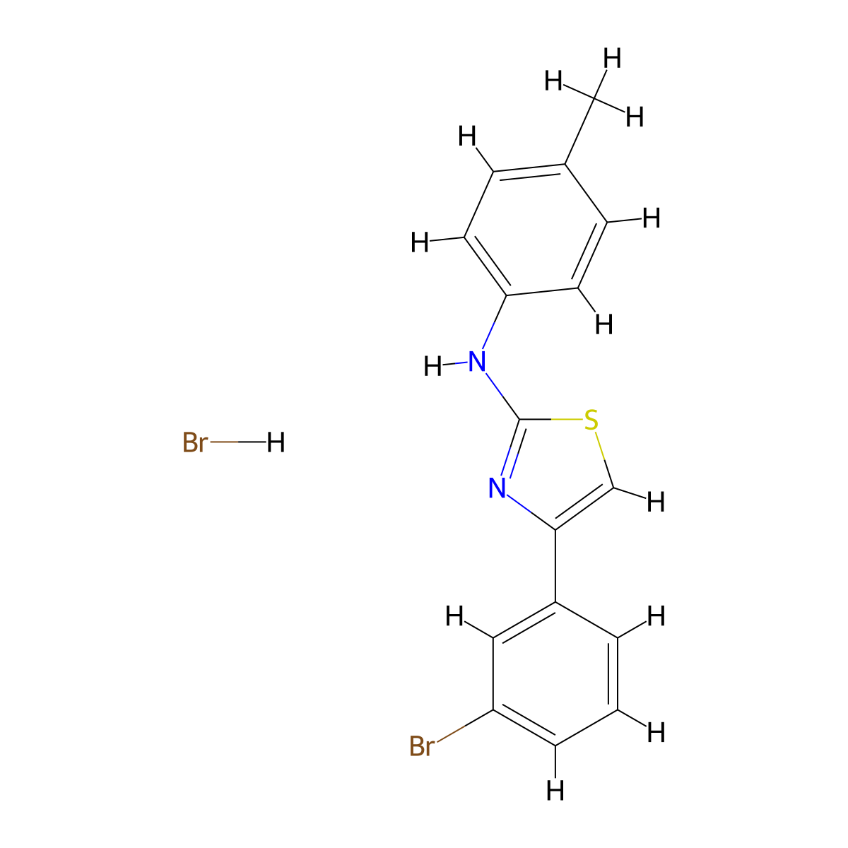 (Z)-N-(4-(3-bromophenyl)thiazol-2(3H)-ylidene)-4-methylaniline hydrobromide molecular structure, CAS 1179443-37-8