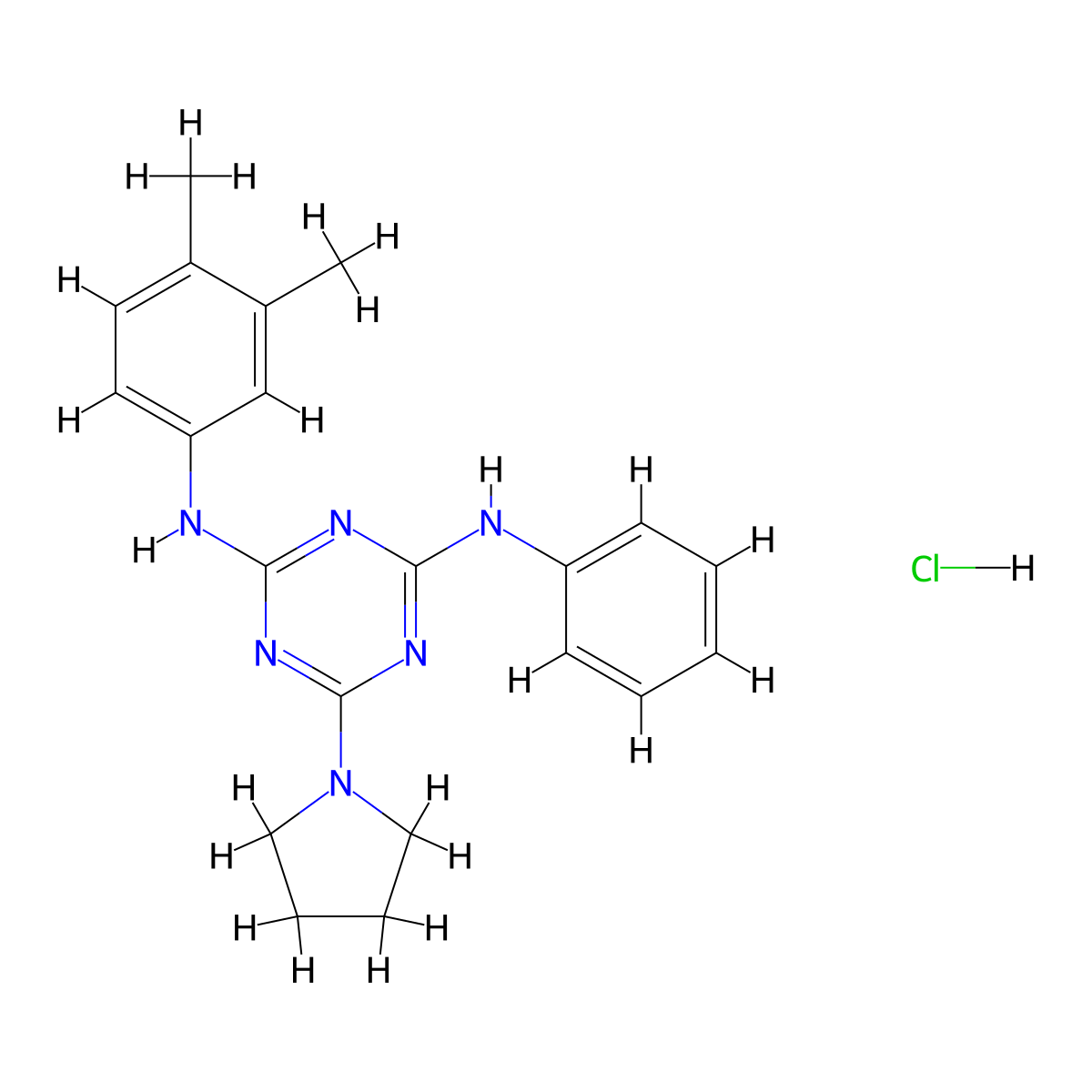 N2-(3,4-dimethylphenyl)-N4-phenyl-6-(pyrrolidin-1-yl)-1,3,5-triazine-2,4-diamine hydrochloride molecular structure, CAS 1179445-22-7