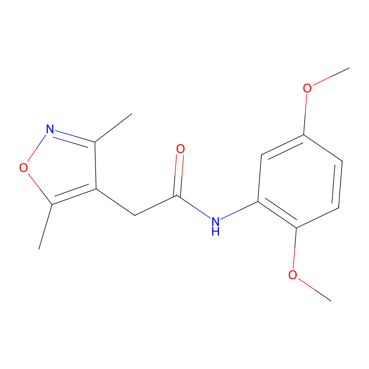 N-(2,5-dimethoxyphenyl)-2-(3,5-dimethyl-1,2-oxazol-4-yl)acetamide molecular structure, CAS 1179446-25-3