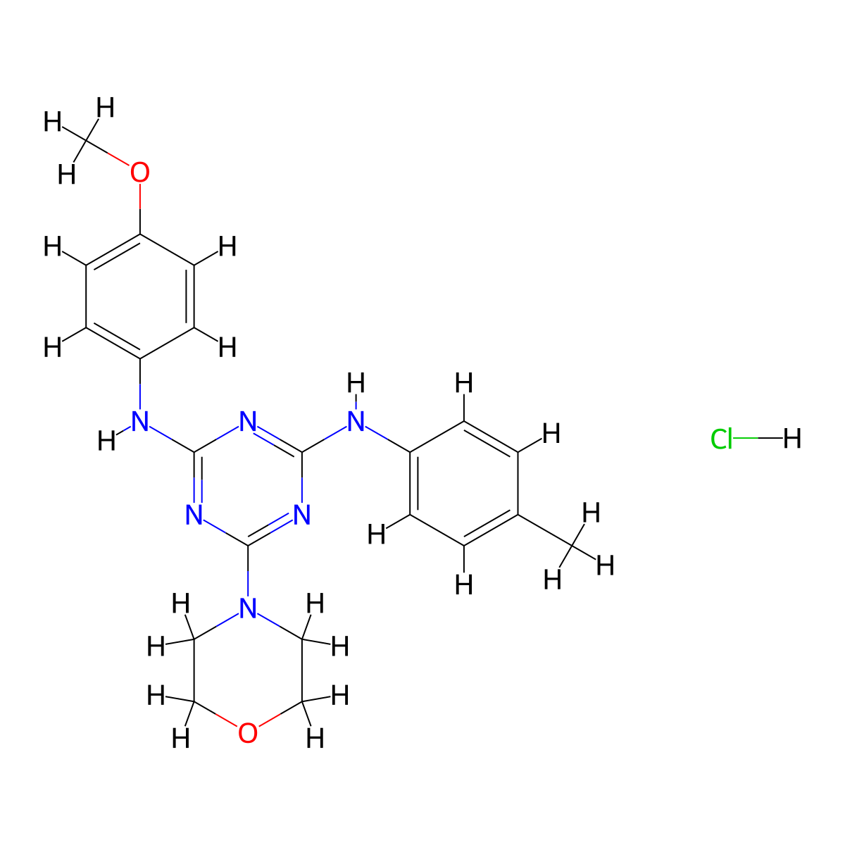 N2-(4-methoxyphenyl)-6-morpholino-N4-(p-tolyl)-1,3,5-triazine-2,4-diamine hydrochloride molecular structure, CAS 1179447-61-0