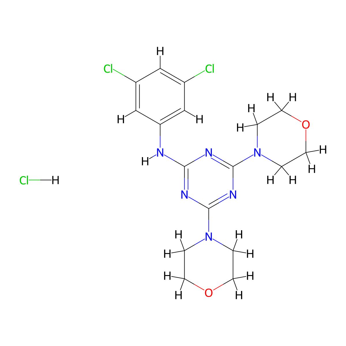 N-(3,5-dichlorophenyl)-4,6-dimorpholino-1,3,5-triazin-2-amine hydrochloride molecular structure, CAS 1179448-82-8