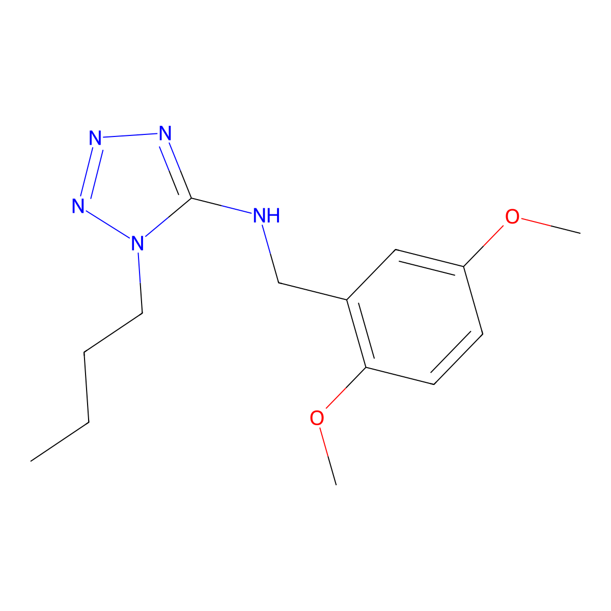 N-(1-butyl-1H-tetraazol-5-yl)-N-(2,5-dimethoxybenzyl)amine molecular structure, CAS 1179449-49-0