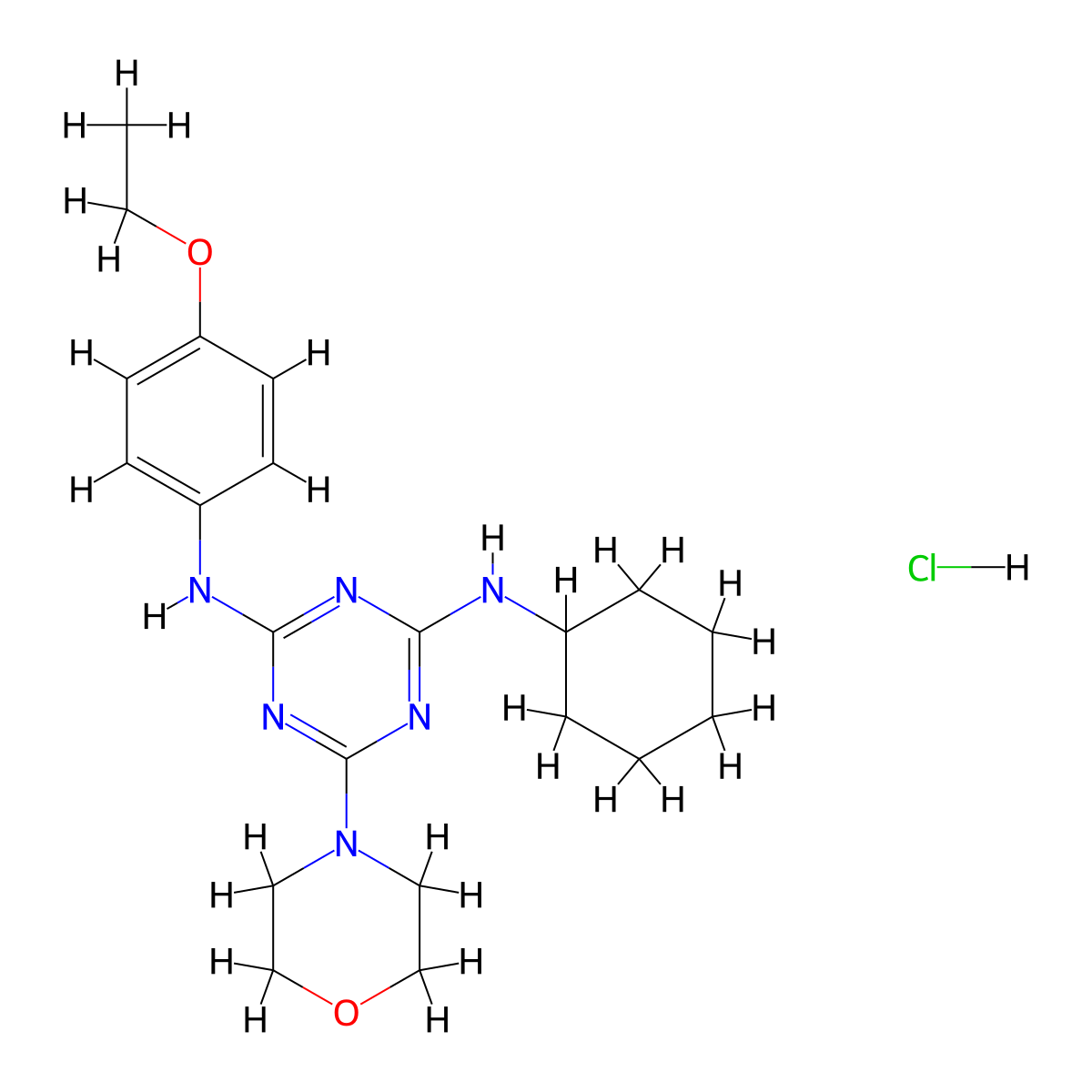 N2-cyclohexyl-N4-(4-ethoxyphenyl)-6-morpholino-1,3,5-triazine-2,4-diamine hydrochloride molecular structure, CAS 1179449-84-3
