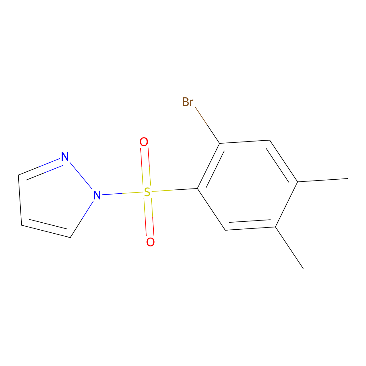 1-(2-bromo-4,5-dimethylbenzenesulfonyl)-1H-pyrazole molecular structure, CAS 1179450-91-9