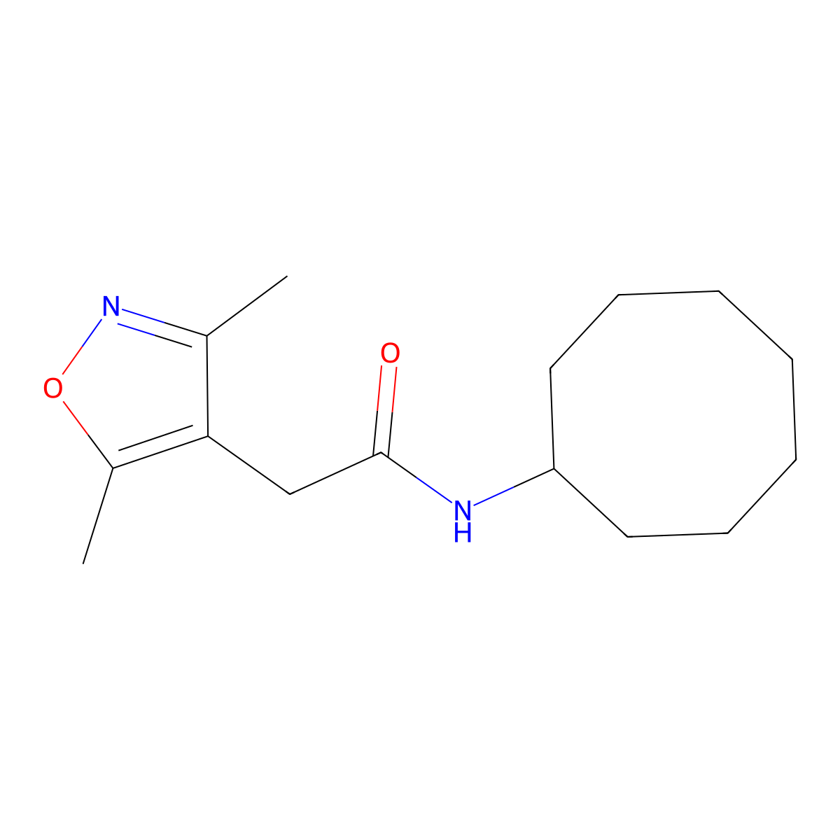 N-cyclooctyl-2-(3,5-dimethyl-1,2-oxazol-4-yl)acetamide molecular structure, CAS 1179452-61-9