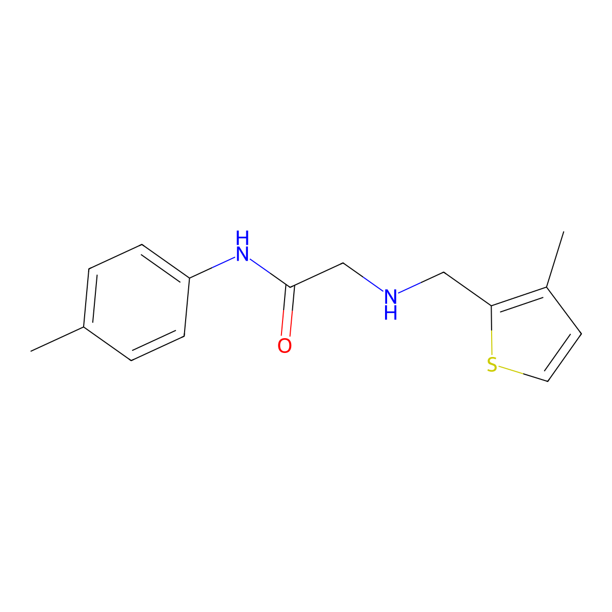 N-(4-methylphenyl)-2-{[(3-methyl-2-thienyl)methyl]amino}acetamide molecular structure, CAS 1179453-37-2