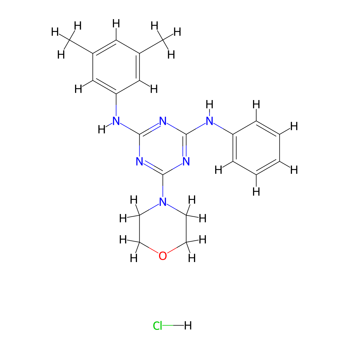 N2-(3,5-dimethylphenyl)-6-morpholino-N4-phenyl-1,3,5-triazine-2,4-diamine hydrochloride molecular structure, CAS 1179454-25-1