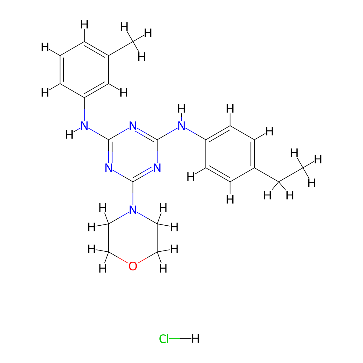 N2-(4-ethylphenyl)-6-morpholino-N4-(m-tolyl)-1,3,5-triazine-2,4-diamine hydrochloride molecular structure, CAS 1179456-21-3