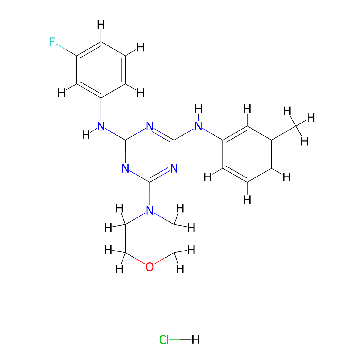 N2-(3-fluorophenyl)-6-morpholino-N4-(m-tolyl)-1,3,5-triazine-2,4-diamine hydrochloride molecular structure, CAS 1179456-56-4