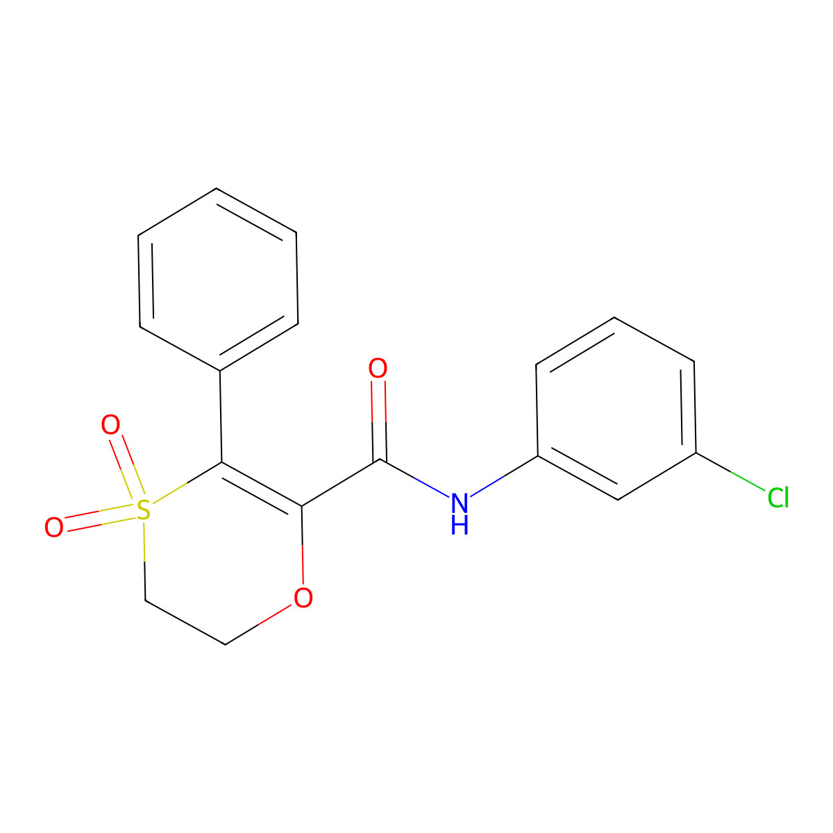 N-(3-chlorophenyl)-3-phenyl-5,6-dihydro-1,4-oxathiine-2-carboxamide 4,4-dioxide molecular structure, CAS 1179457-91-0