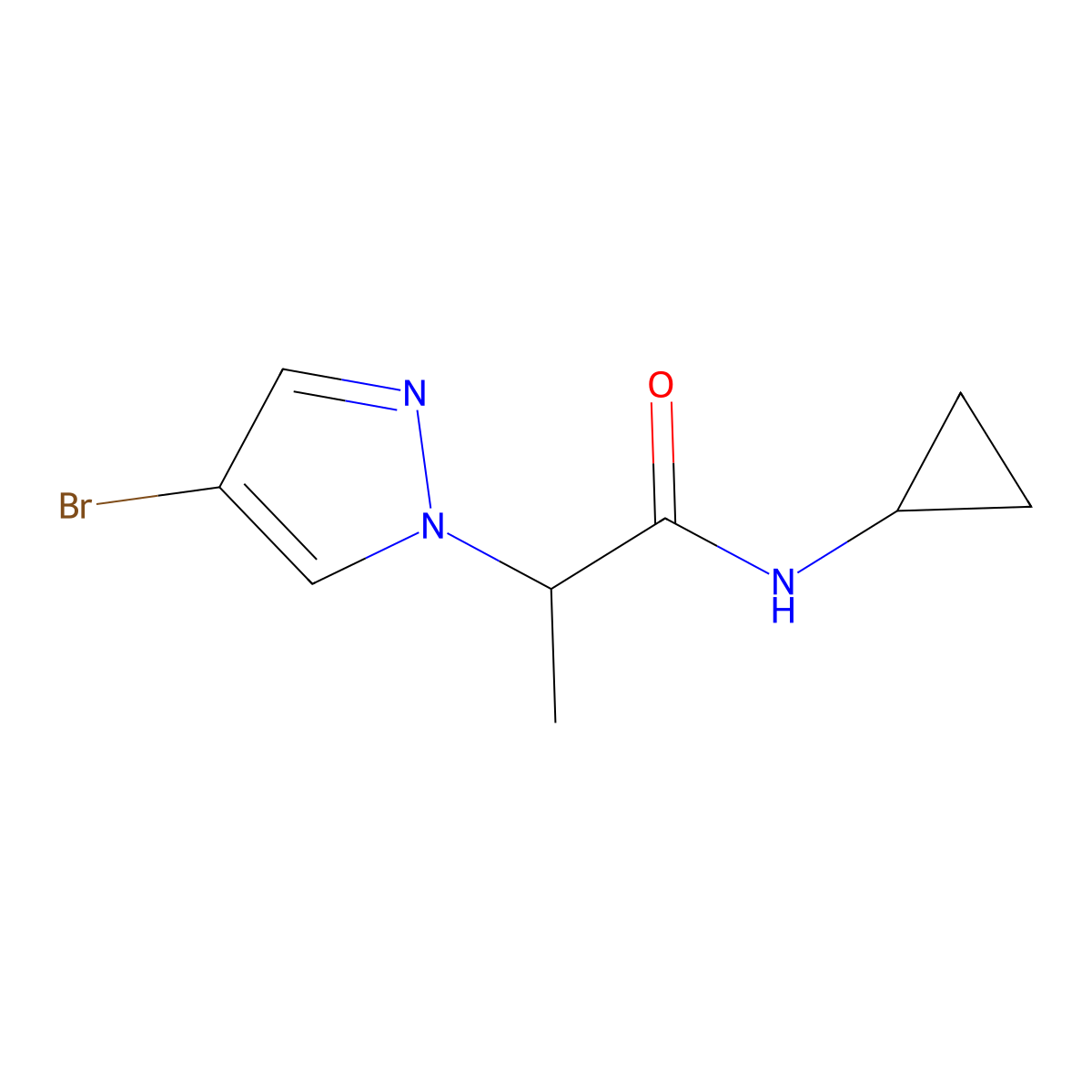 2-(4-Bromo-1H-pyrazol-1-yl)-N-cyclopropylpropanamide molecular structure, CAS 1179458-70-8