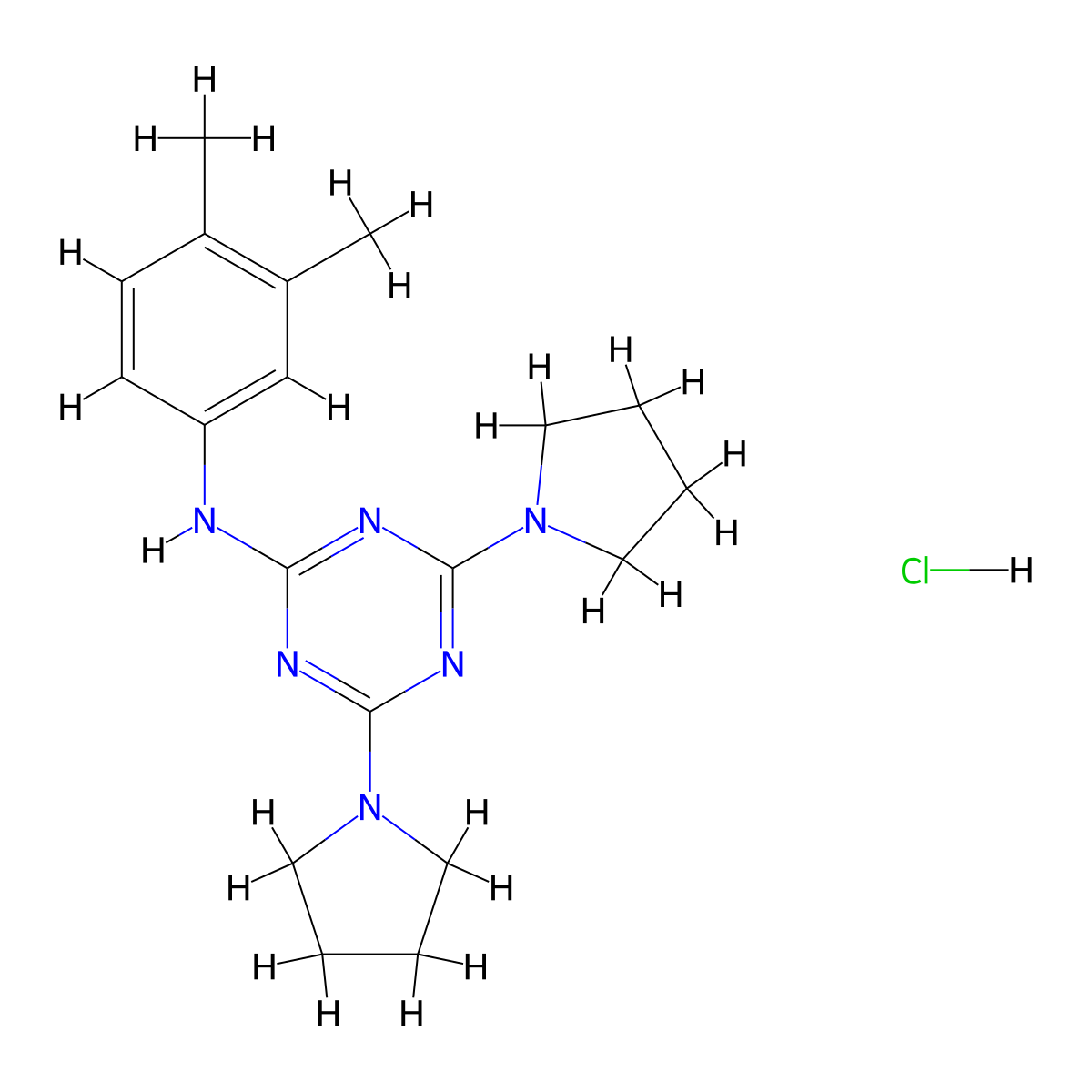 N-(3,4-dimethylphenyl)-4,6-di(pyrrolidin-1-yl)-1,3,5-triazin-2-amine hydrochloride molecular structure, CAS 1179459-66-5