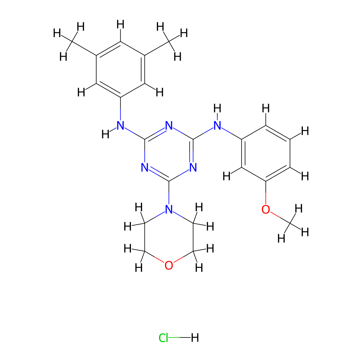 N2-(3,5-dimethylphenyl)-N4-(3-methoxyphenyl)-6-morpholino-1,3,5-triazine-2,4-diamine hydrochloride molecular structure, CAS 1179460-41-3
