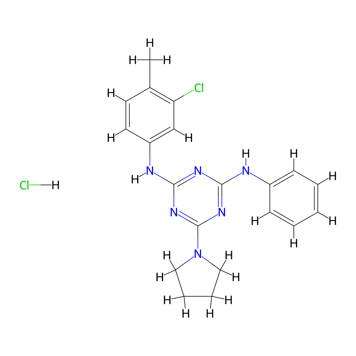 N2-(3-chloro-4-methylphenyl)-N4-phenyl-6-(pyrrolidin-1-yl)-1,3,5-triazine-2,4-diamine hydrochloride molecular structure, CAS 1179460-52-6