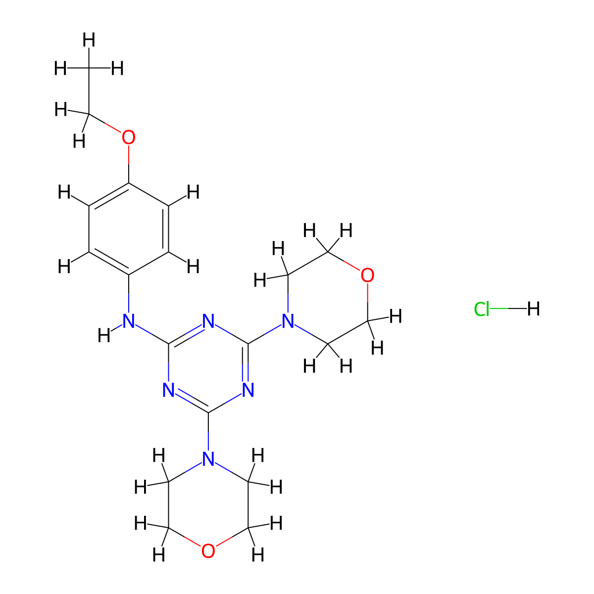 N-(4-ethoxyphenyl)-4,6-dimorpholino-1,3,5-triazin-2-amine hydrochloride molecular structure, CAS 1179460-92-4