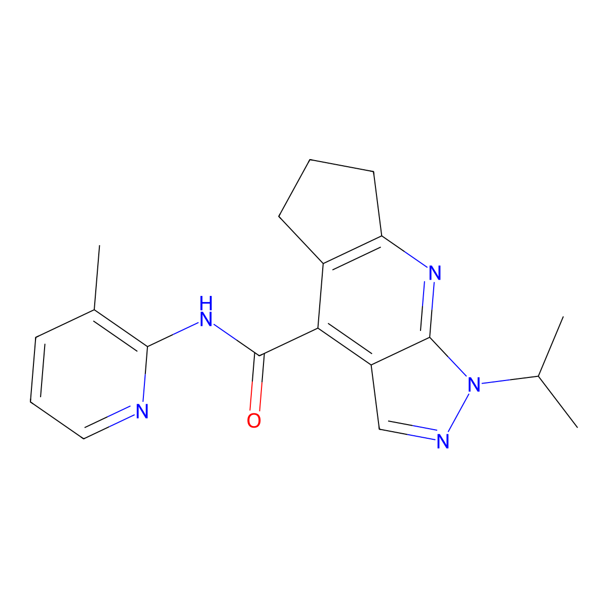 1-isopropyl-N-(3-methylpyridin-2-yl)-1,5,6,7-tetrahydrocyclopenta[b]pyrazolo[4,3-e]pyridine-4-carboxamide molecular structure, CAS 1179462-99-7