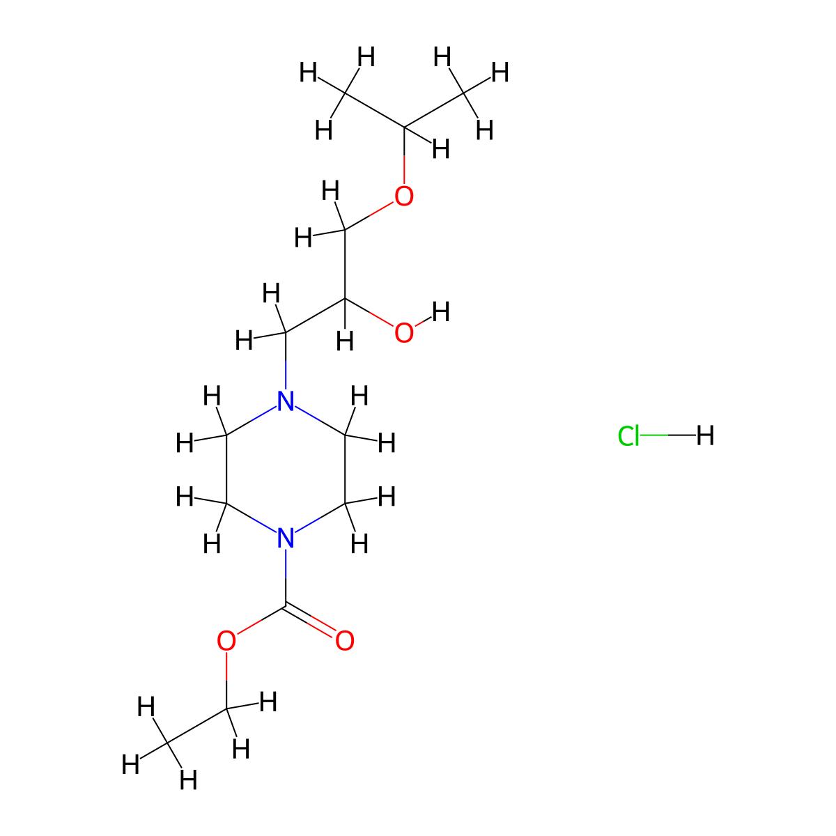 Ethyl 4-(2-hydroxy-3-isopropoxypropyl)piperazine-1-carboxylate hydrochloride molecular structure, CAS 1179463-12-7