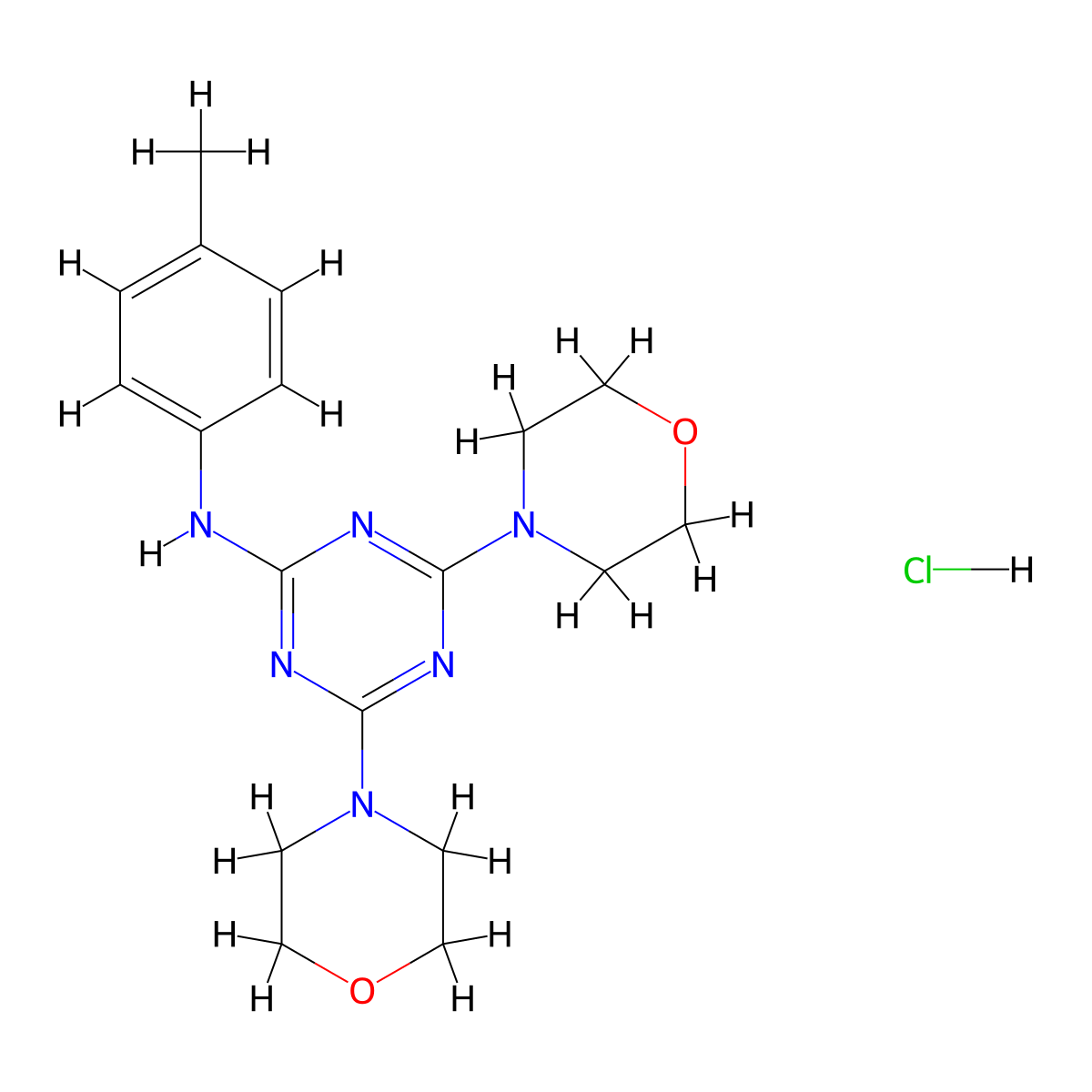 4,6-dimorpholino-N-(p-tolyl)-1,3,5-triazin-2-amine hydrochloride molecular structure, CAS 1179463-86-5