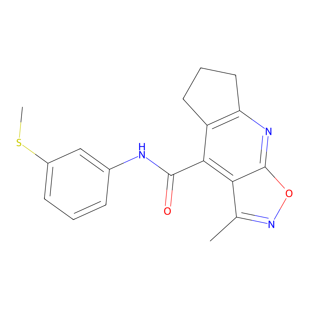 3-methyl-N-[3-(methylsulfanyl)phenyl]-6,7-dihydro-5H-cyclopenta[b][1,2]oxazolo[4,5-e]pyridine-4-carboxamide molecular structure, CAS 1179464-10-8
