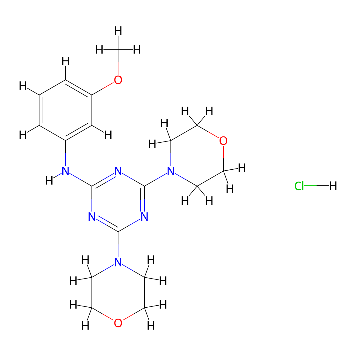 N-(3-methoxyphenyl)-4,6-dimorpholino-1,3,5-triazin-2-amine hydrochloride molecular structure, CAS 1179464-41-5