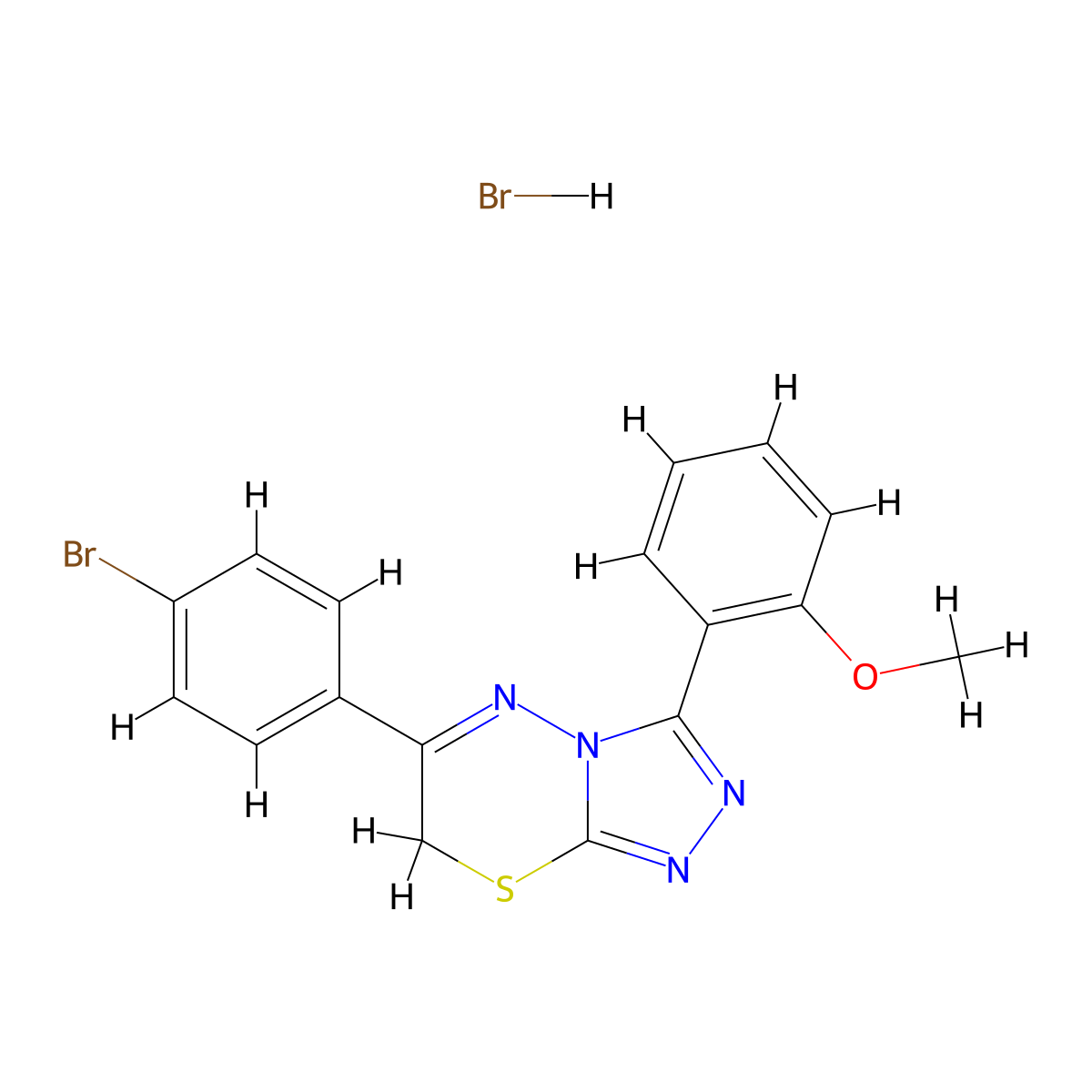 6-(4-bromophenyl)-3-(2-methoxyphenyl)-7H-[1,2,4]triazolo[3,4-b][1,3,4]thiadiazine hydrobromide molecular structure, CAS 1179466-24-0