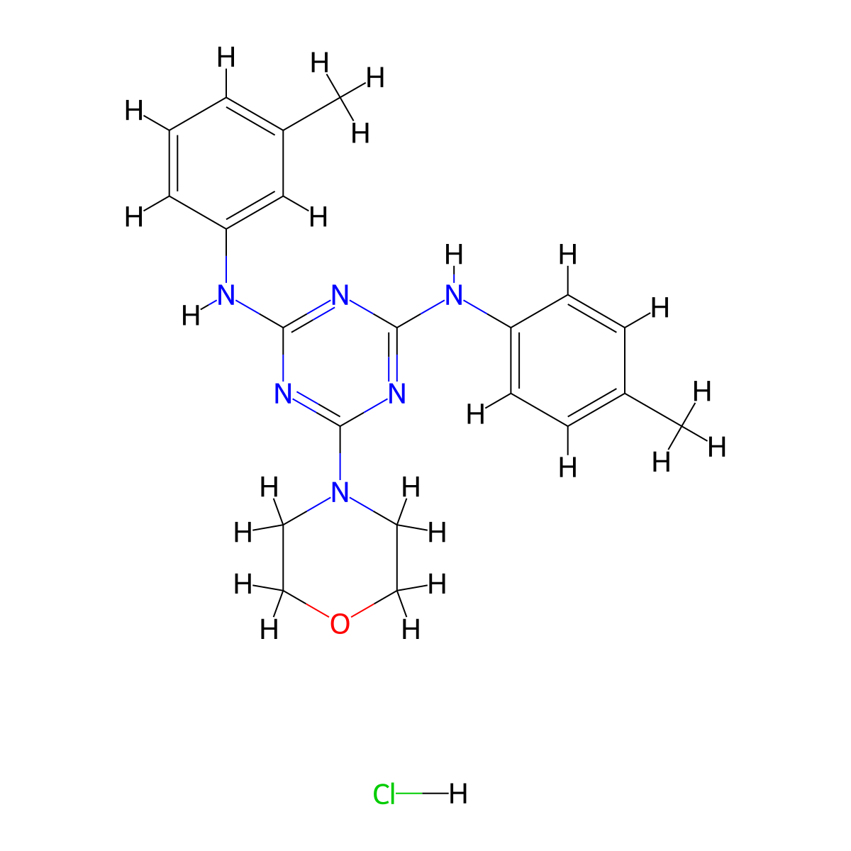 6-morpholino-N2-(m-tolyl)-N4-(p-tolyl)-1,3,5-triazine-2,4-diamine hydrochloride molecular structure, CAS 1179467-22-1