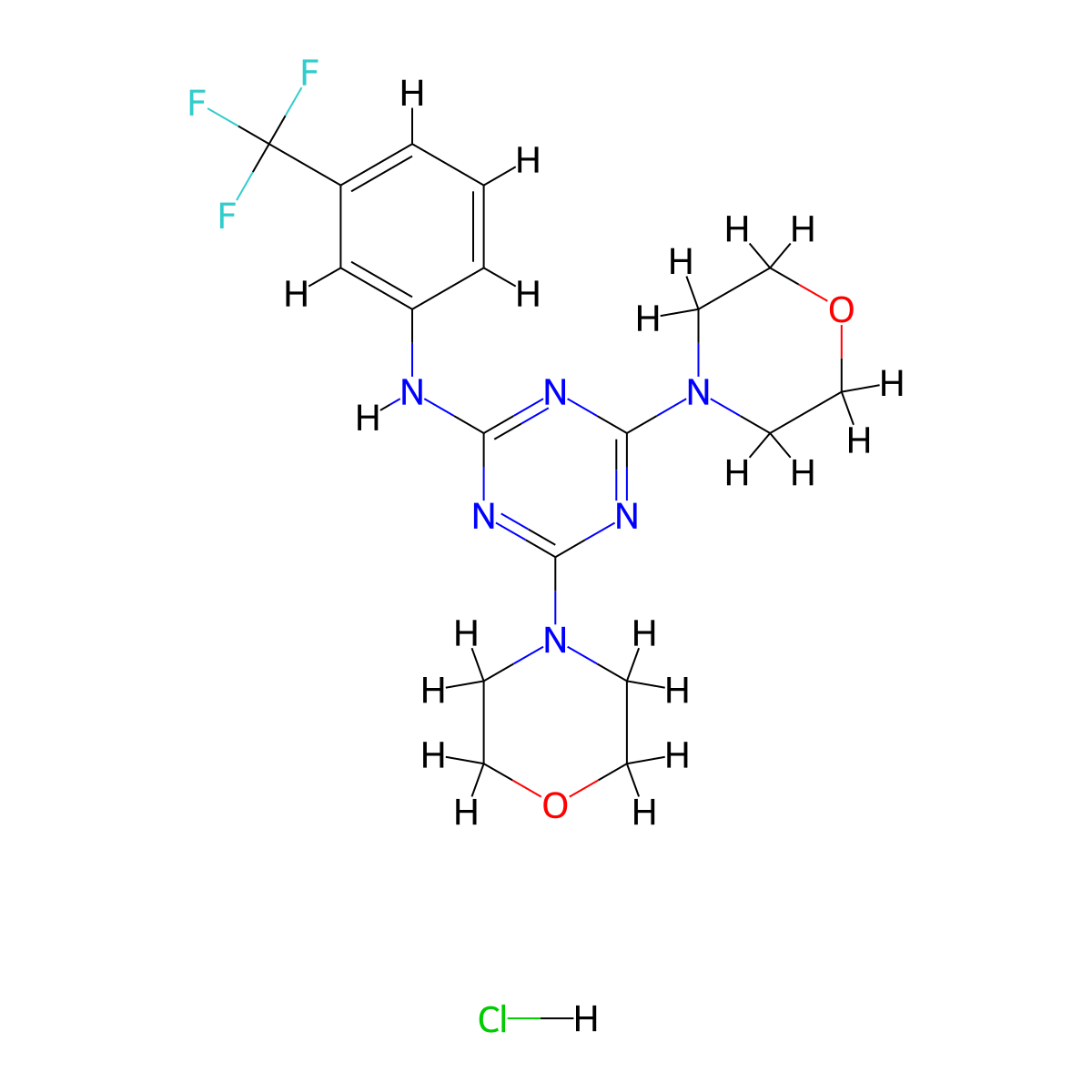 4,6-dimorpholino-N-(3-(trifluoromethyl)phenyl)-1,3,5-triazin-2-amine hydrochloride molecular structure, CAS 1179467-94-7