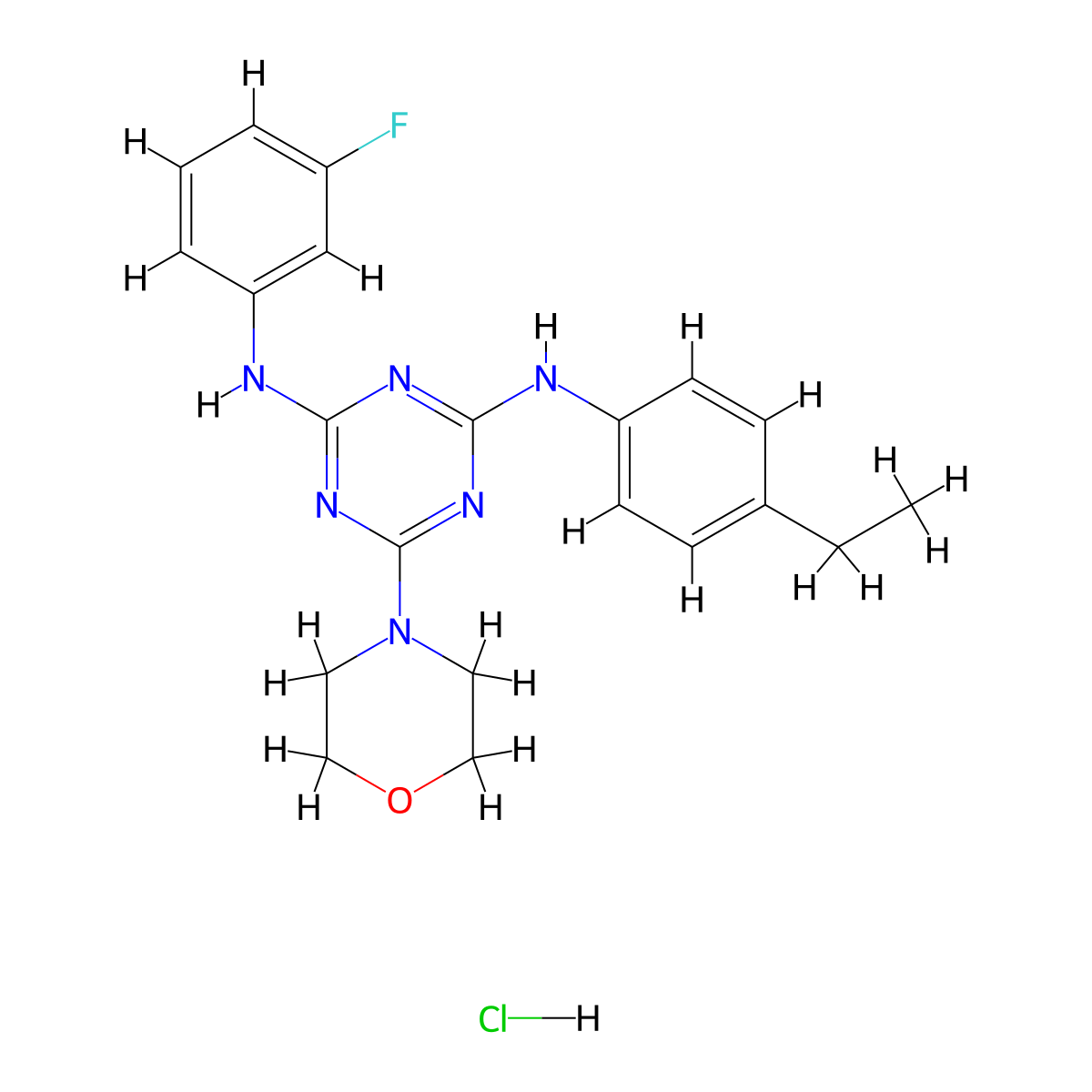 N2-(4-ethylphenyl)-N4-(3-fluorophenyl)-6-morpholino-1,3,5-triazine-2,4-diamine hydrochloride molecular structure, CAS 1179468-12-2