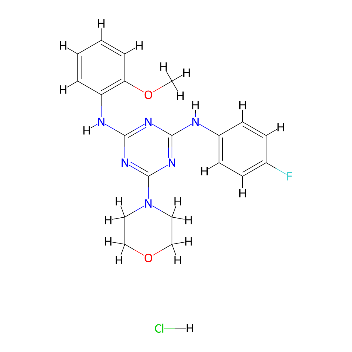 N2-(4-fluorophenyl)-N4-(2-methoxyphenyl)-6-morpholino-1,3,5-triazine-2,4-diamine hydrochloride molecular structure, CAS 1179468-95-1