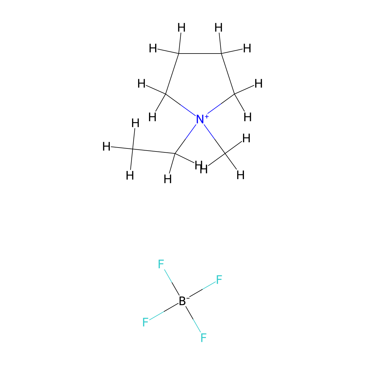 1-Ethyl-1-methylpyrrolidinium Tetrafluoroborate molecular structure, CAS 117947-85-0